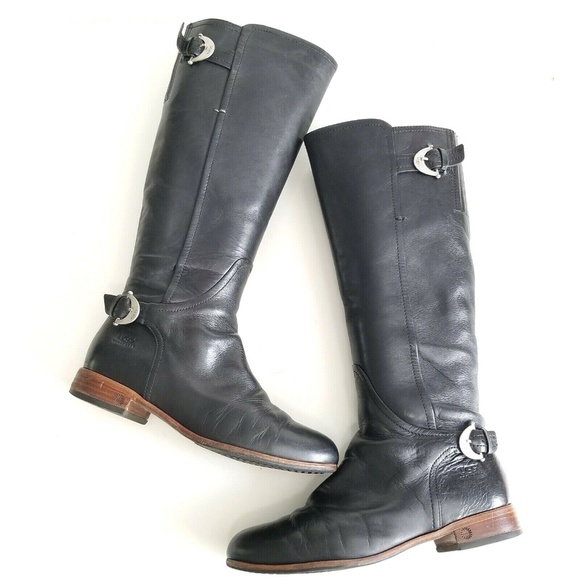 UGG Australia Amberlee Riding Boots Black Leather